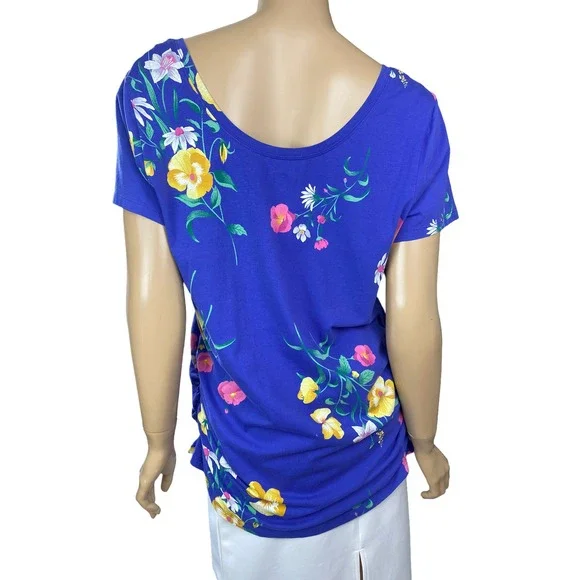 Old Navy Maternity Fitted Blouse XL Scoop Neck Short Sleeve Cotton/Spandex - Picture 3 of 5